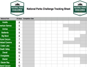 Download the Nat’l Parks Challenge Digital Excel Tracker!
